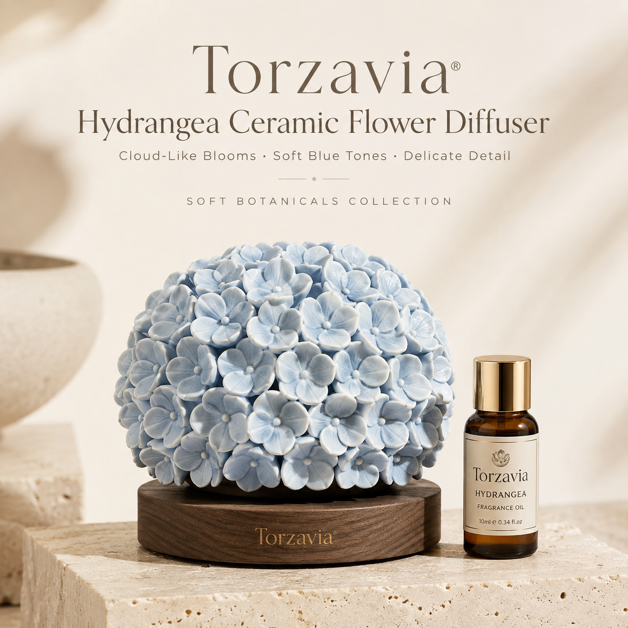 💙 Torzavia® Hydrangea Ceramic Flower Diffuser