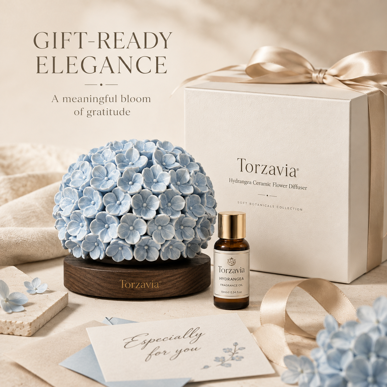 💙 Torzavia® Hydrangea Ceramic Flower Diffuser