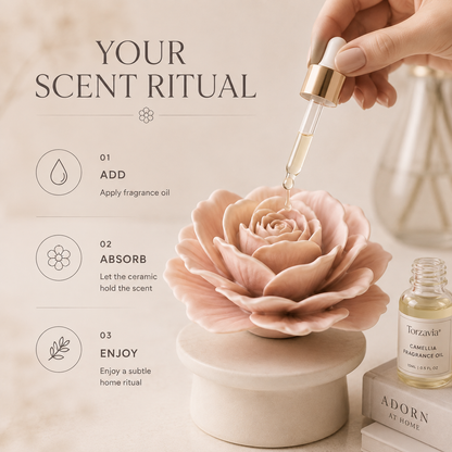 🌸 Torzavia® Camellia Ceramic Flower Diffuser