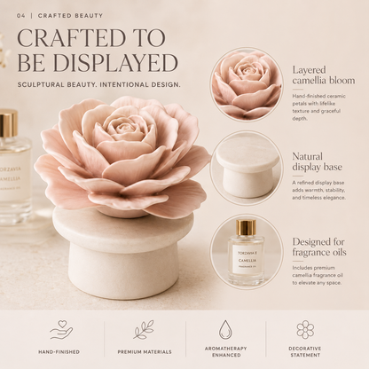 🌸 Torzavia® Camellia Ceramic Flower Diffuser