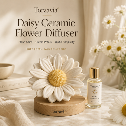 🌼 Torzavia® Daisy Ceramic Flower Diffuser