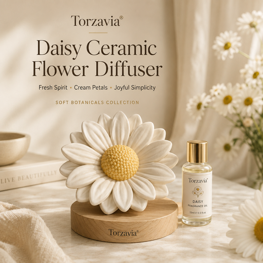 🌼 Torzavia® Daisy Ceramic Flower Diffuser