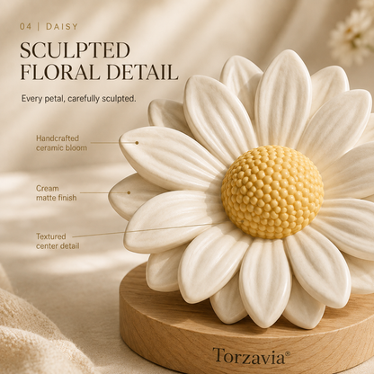 🌼 Torzavia® Daisy Ceramic Flower Diffuser