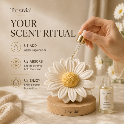 🌼 Torzavia® Daisy Ceramic Flower Diffuser