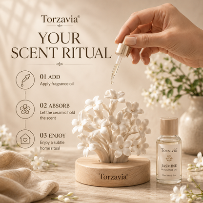 🌿 Torzavia® Jasmine Ceramic Flower Diffuser