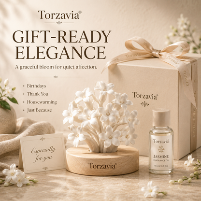 🌿 Torzavia® Jasmine Ceramic Flower Diffuser