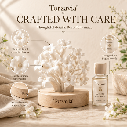 🌿 Torzavia® Jasmine Ceramic Flower Diffuser