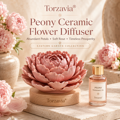 🌺 Torzavia® Peony Ceramic Flower Diffuser