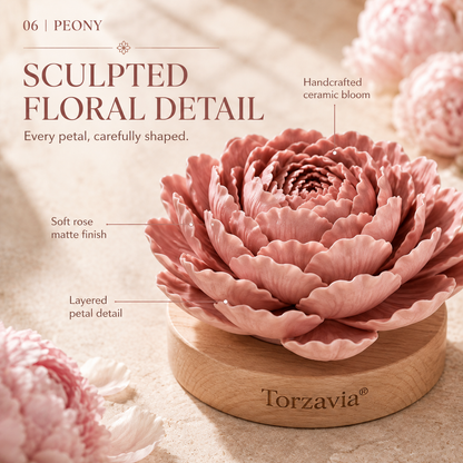 🌺 Torzavia® Peony Ceramic Flower Diffuser