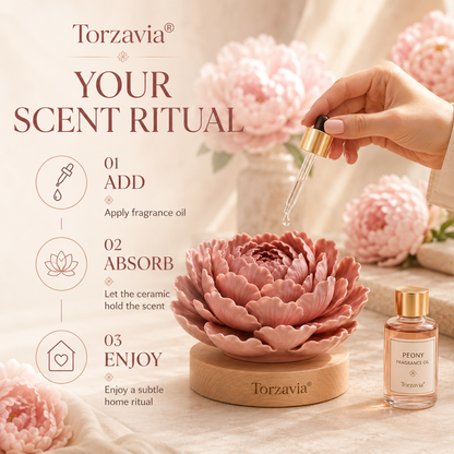 🌺 Torzavia® Peony Ceramic Flower Diffuser