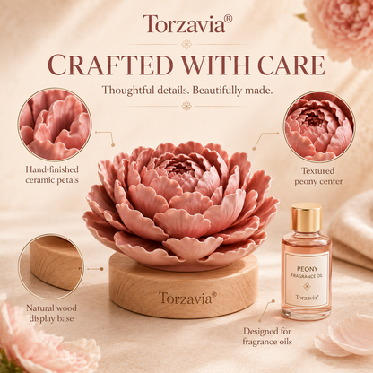 🌺 Torzavia® Peony Ceramic Flower Diffuser