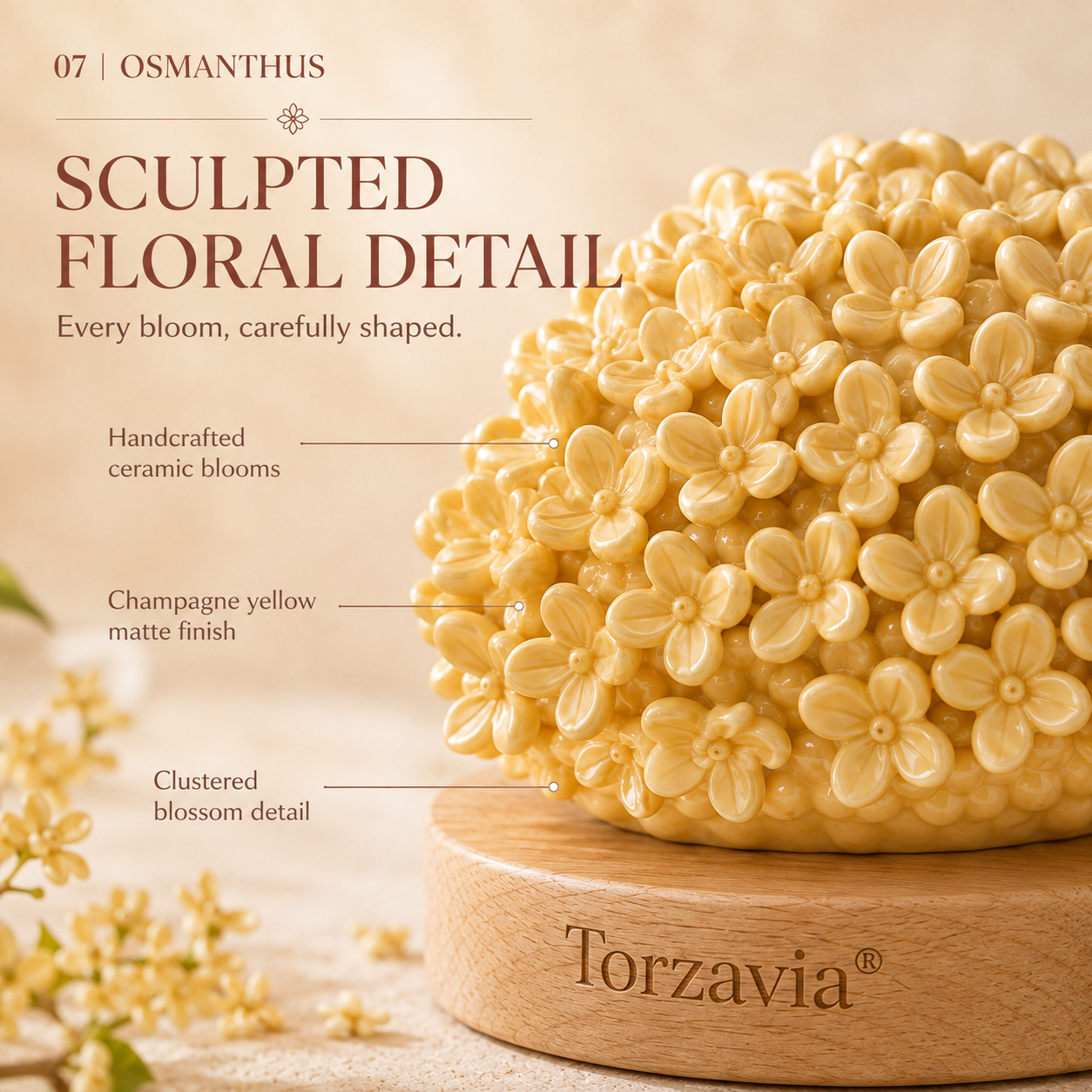 💛 Torzavia® Osmanthus Ceramic Flower Diffuser