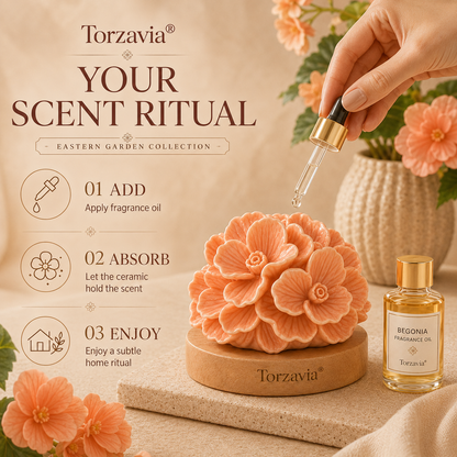 🧡 Torzavia® Begonia Ceramic Flower Diffuser