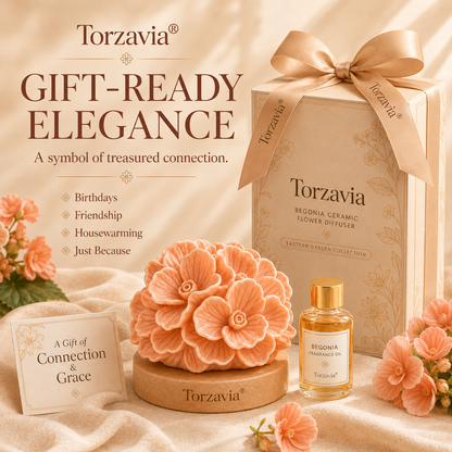 🧡 Torzavia® Begonia Ceramic Flower Diffuser