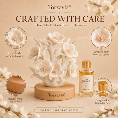 🌸 Torzavia® Plum Blossom Ceramic Flower Diffuser