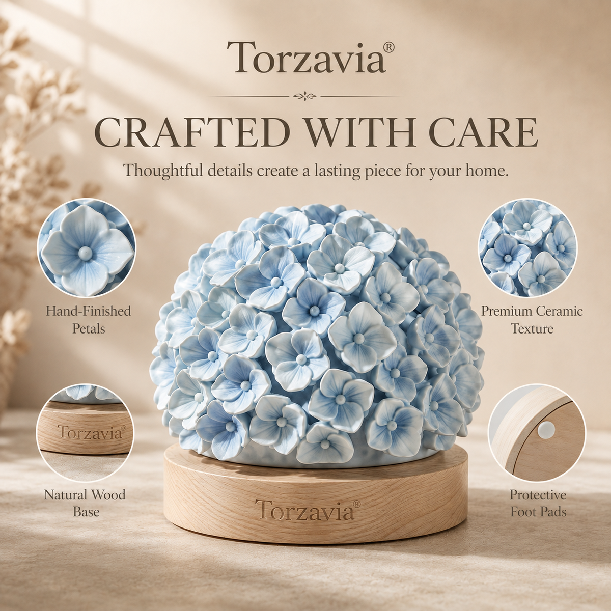 💙 Torzavia® Hydrangea Ceramic Flower Diffuser
