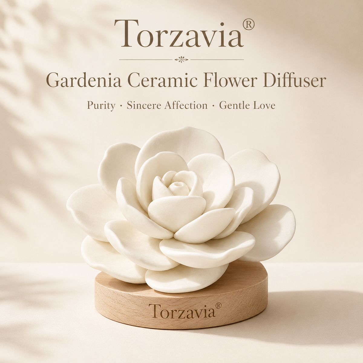 🤍 Torzavia® Gardenia Ceramic Flower Diffuser