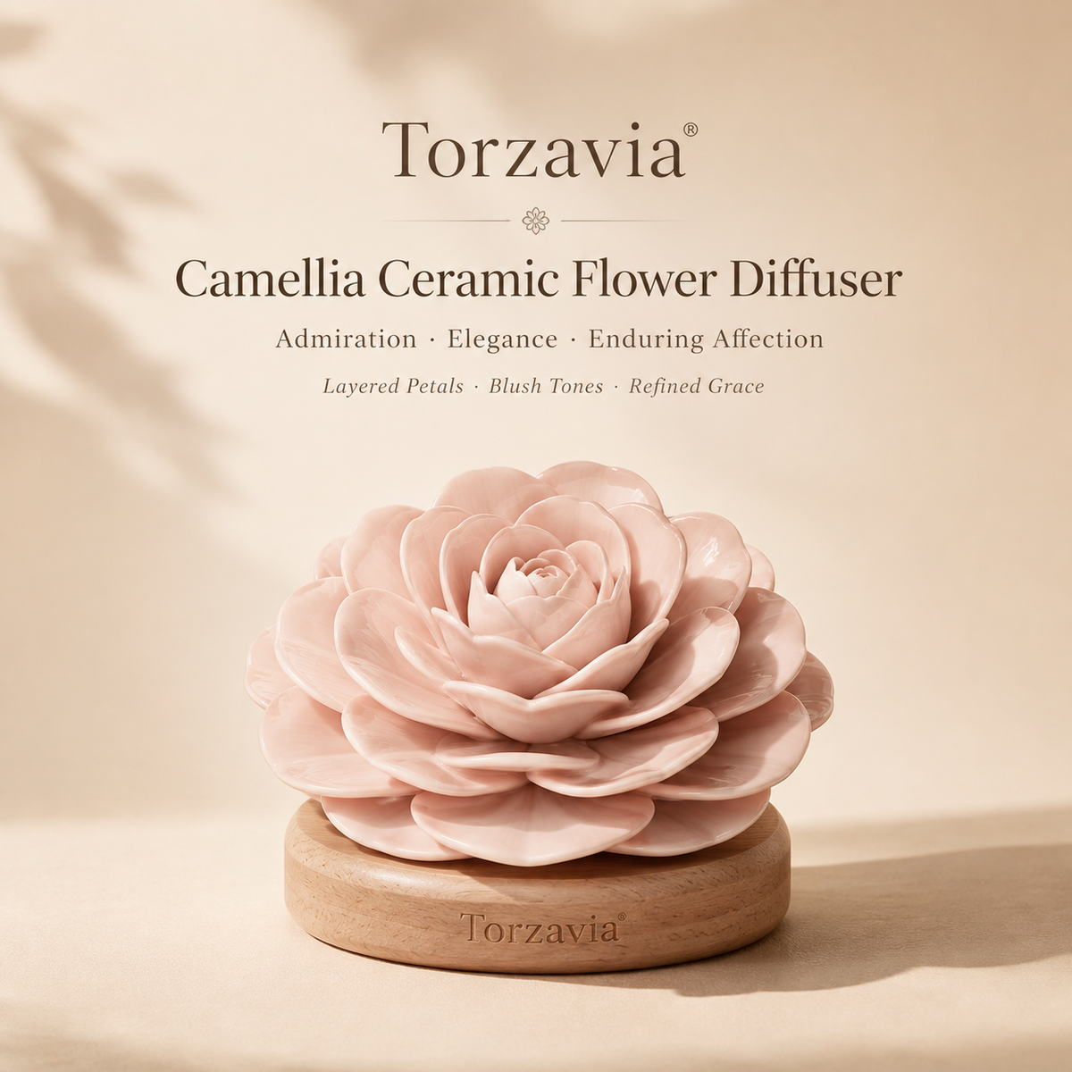 🌸 Torzavia® Camellia Ceramic Flower Diffuser