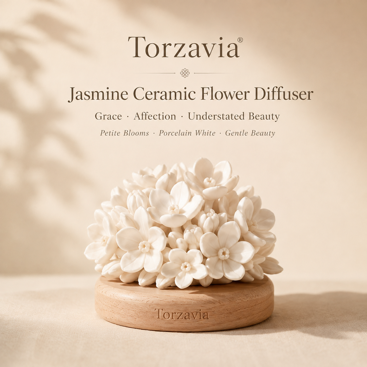 🌿 Torzavia® Jasmine Ceramic Flower Diffuser