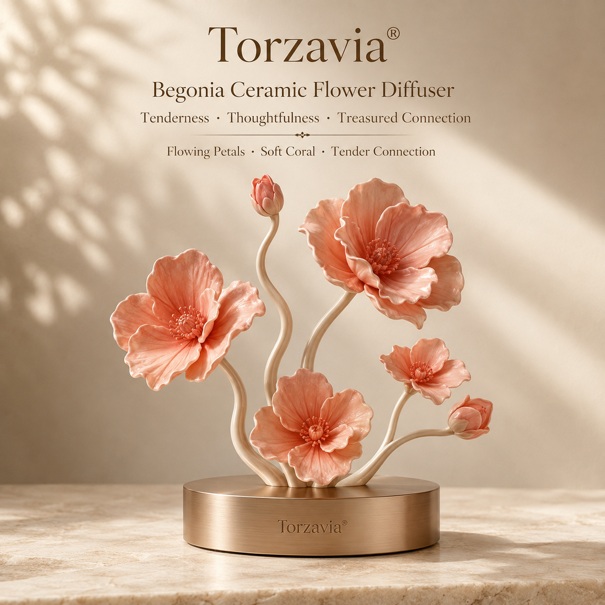 🧡 Torzavia® Begonia Ceramic Flower Diffuser