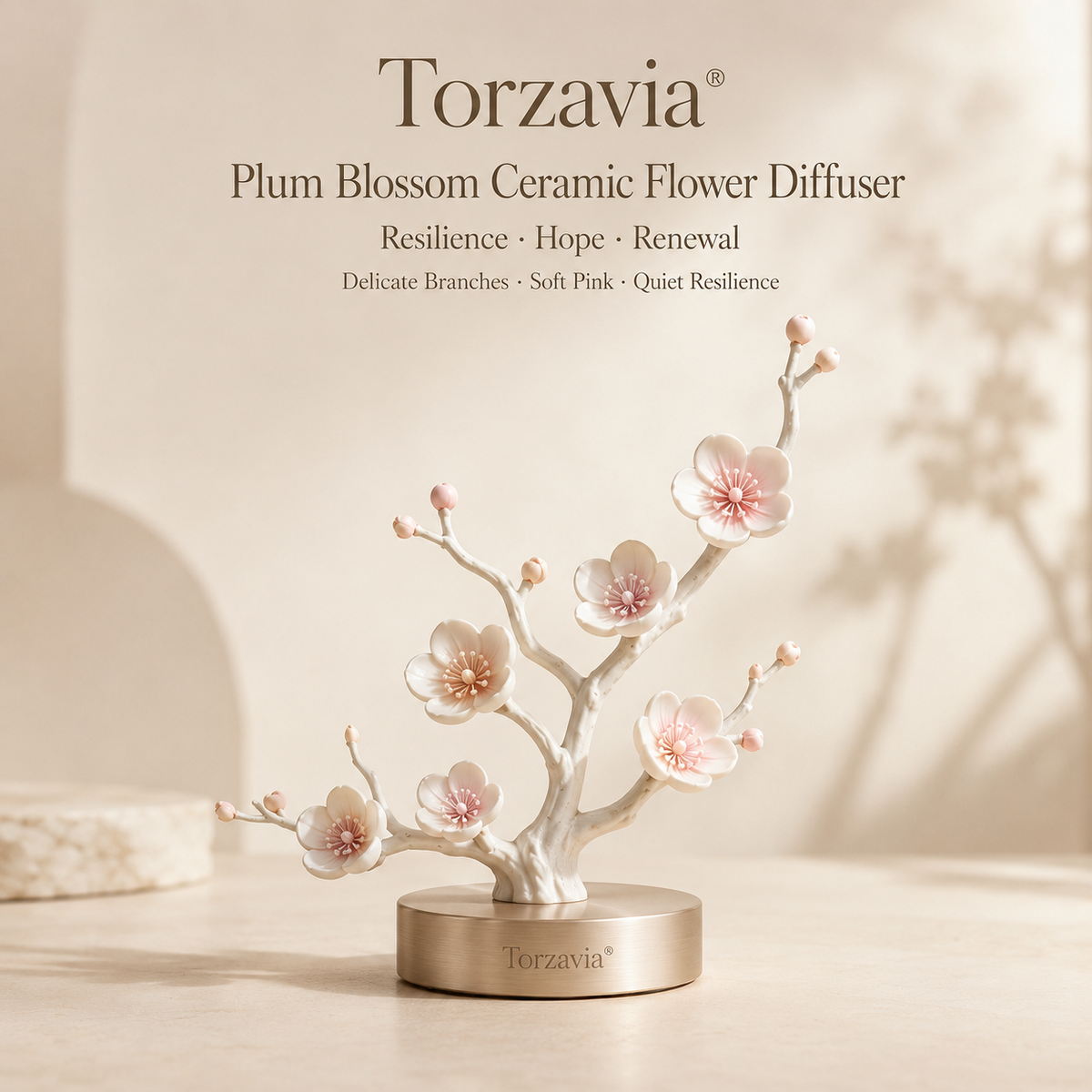 🌸 Torzavia® Plum Blossom Ceramic Flower Diffuser