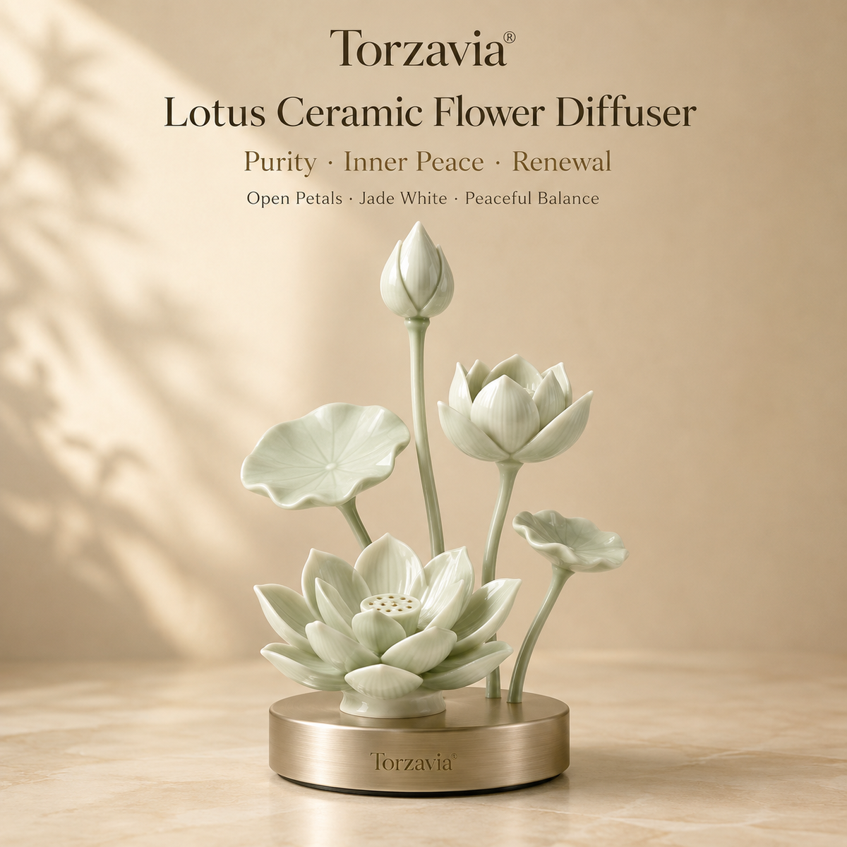 🪷 Torzavia® Lotus Ceramic Flower Diffuser