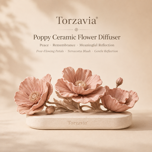 🧡 Torzavia® Poppy Ceramic Flower Diffuser