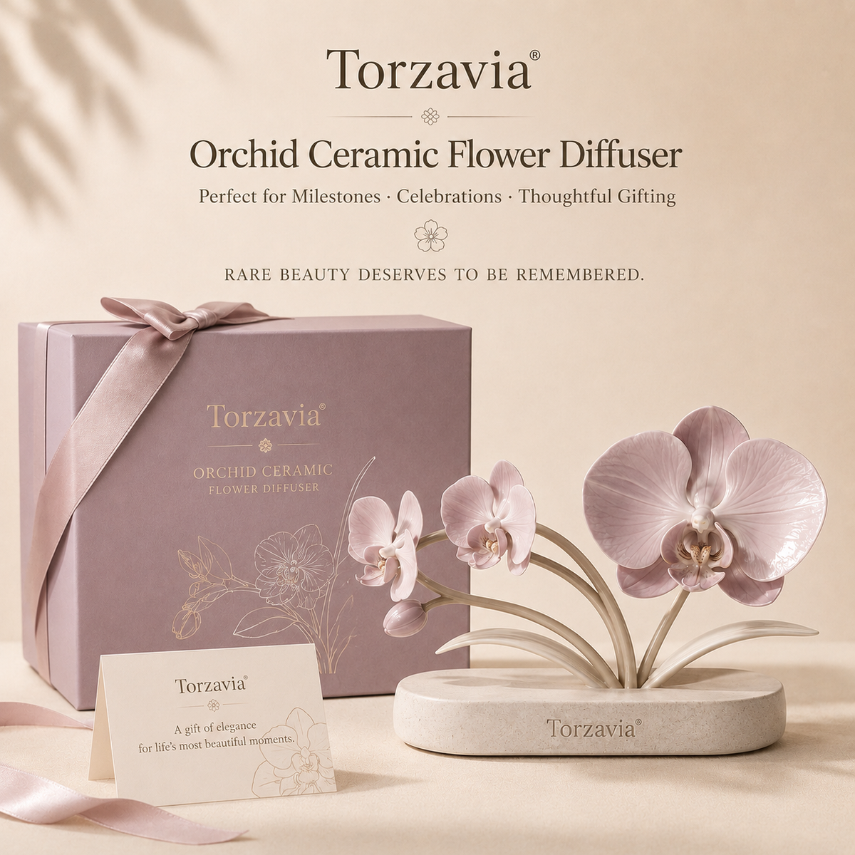 🌸 Torzavia® Orchid Ceramic Flower Diffuser