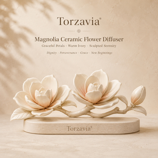 🤍 Torzavia® Magnolia Ceramic Flower Diffuser